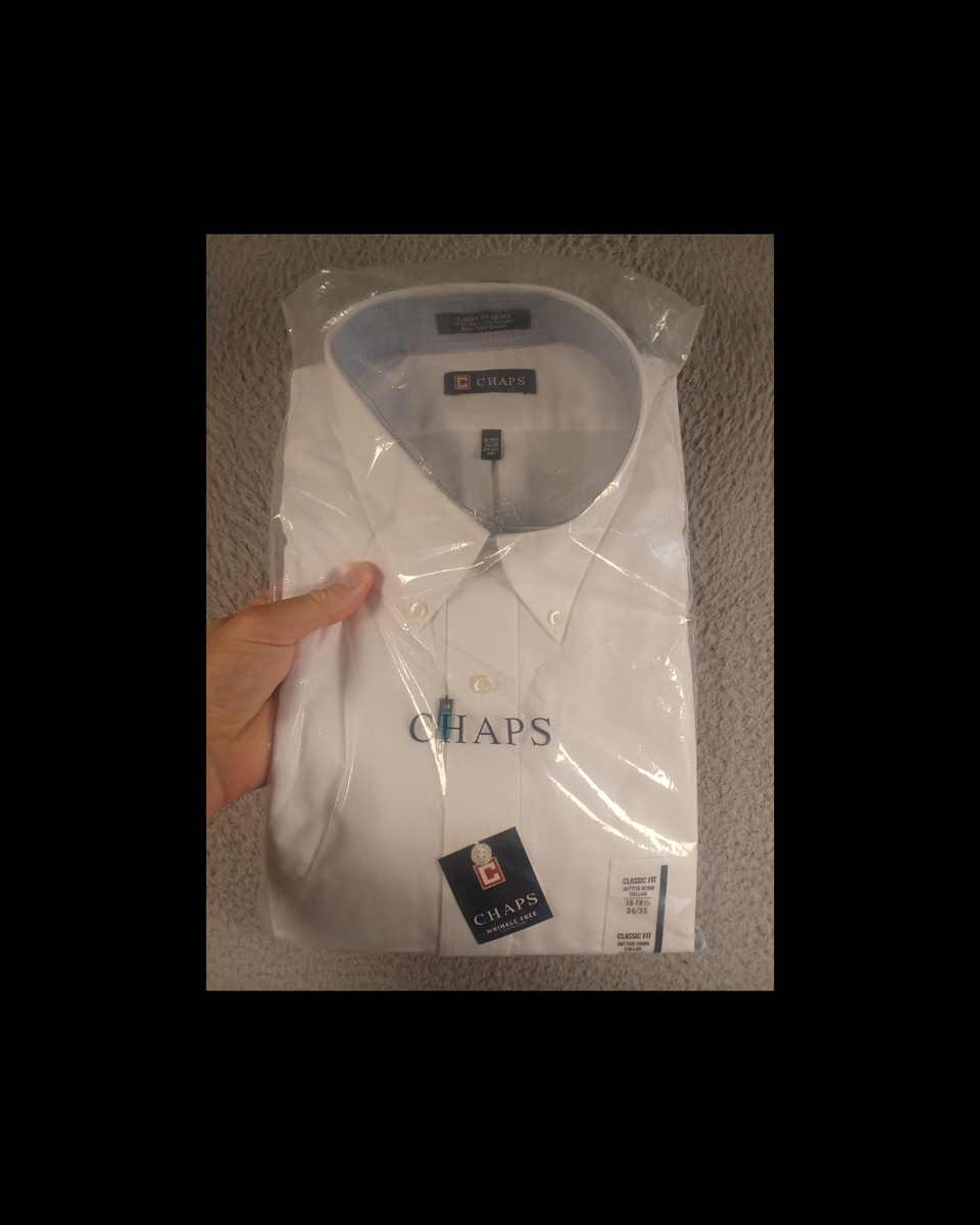 Chaps Mens White Dress Shirt