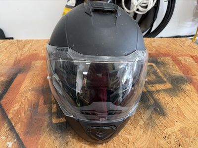 3xl Full Face Motorcycle Helmet - Matte Black, Clear Visor, Integrated Sun Shield