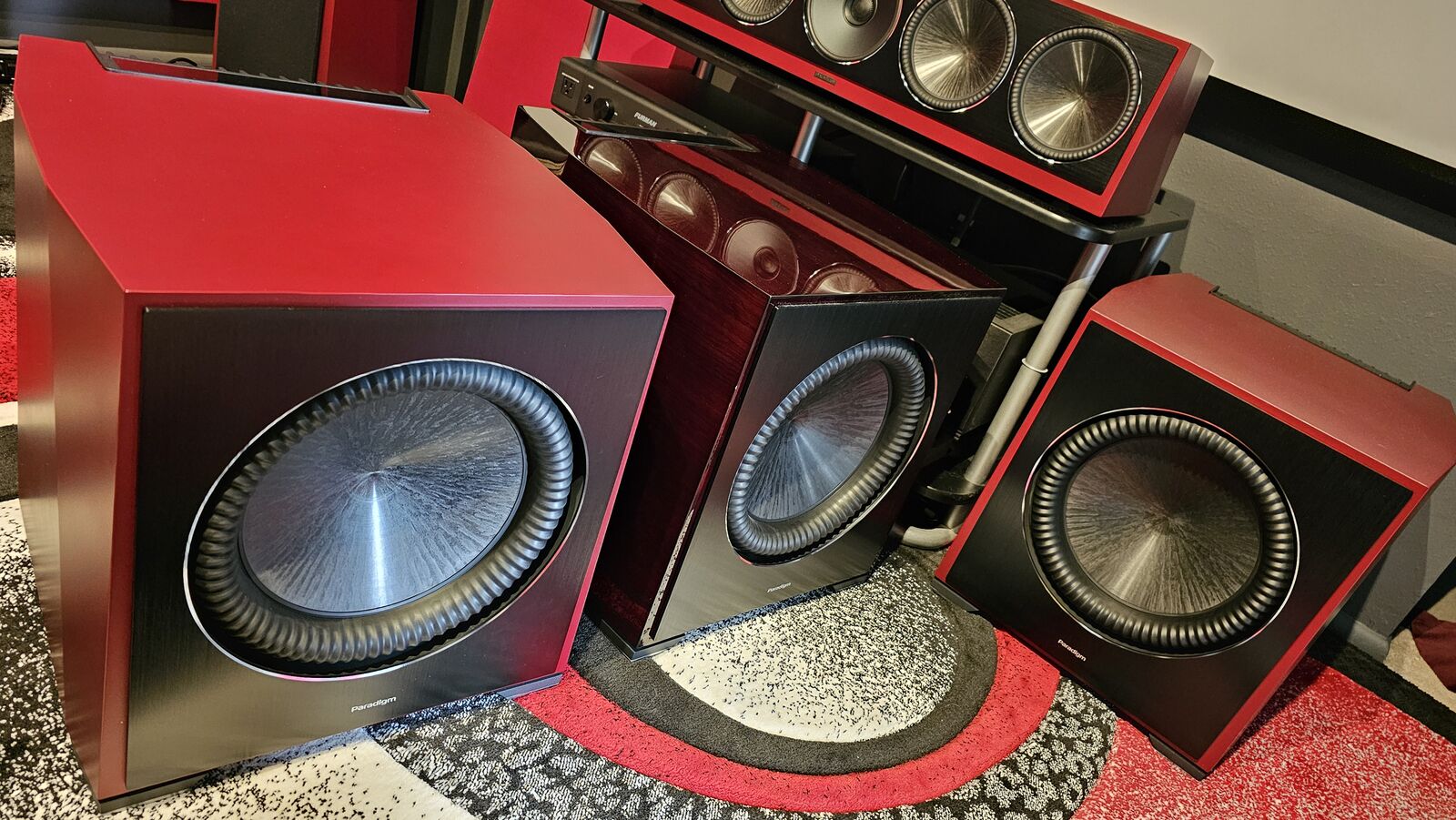 Paradigm XR13 Subwoofer for Home Theater and 2ch audio. Beautiful Midnight Cherry finish
