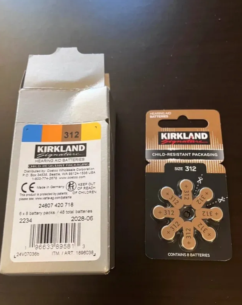 Batteries Size 312 6packs of 8 Total of 48 (Kirkland Hearing Aid)