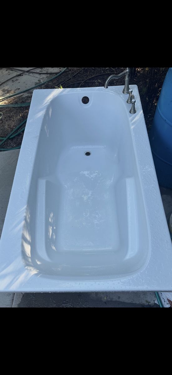 White Soaking Bathtub with Faucet - Ready for Installation