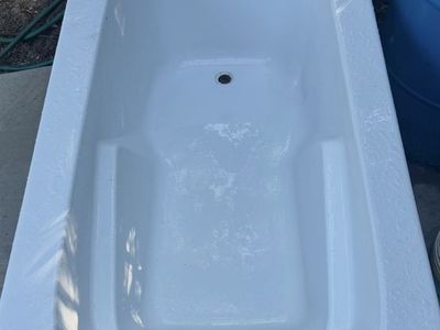 White Soaking Bathtub with Faucet - Ready for Installation