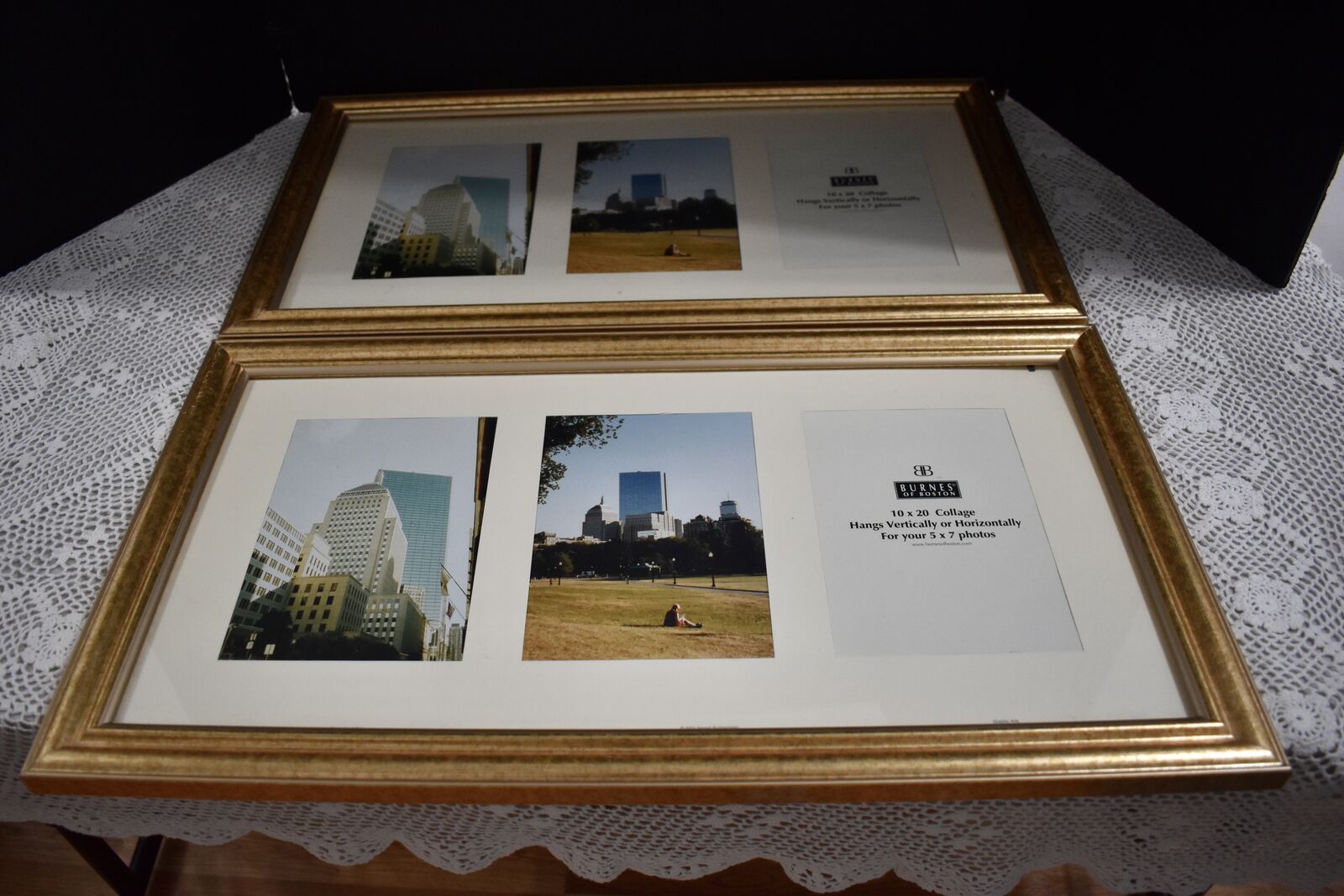 Two Separate Beautiful Gold Wall Frames For Holding 3 Separate 5 X 7 Photos