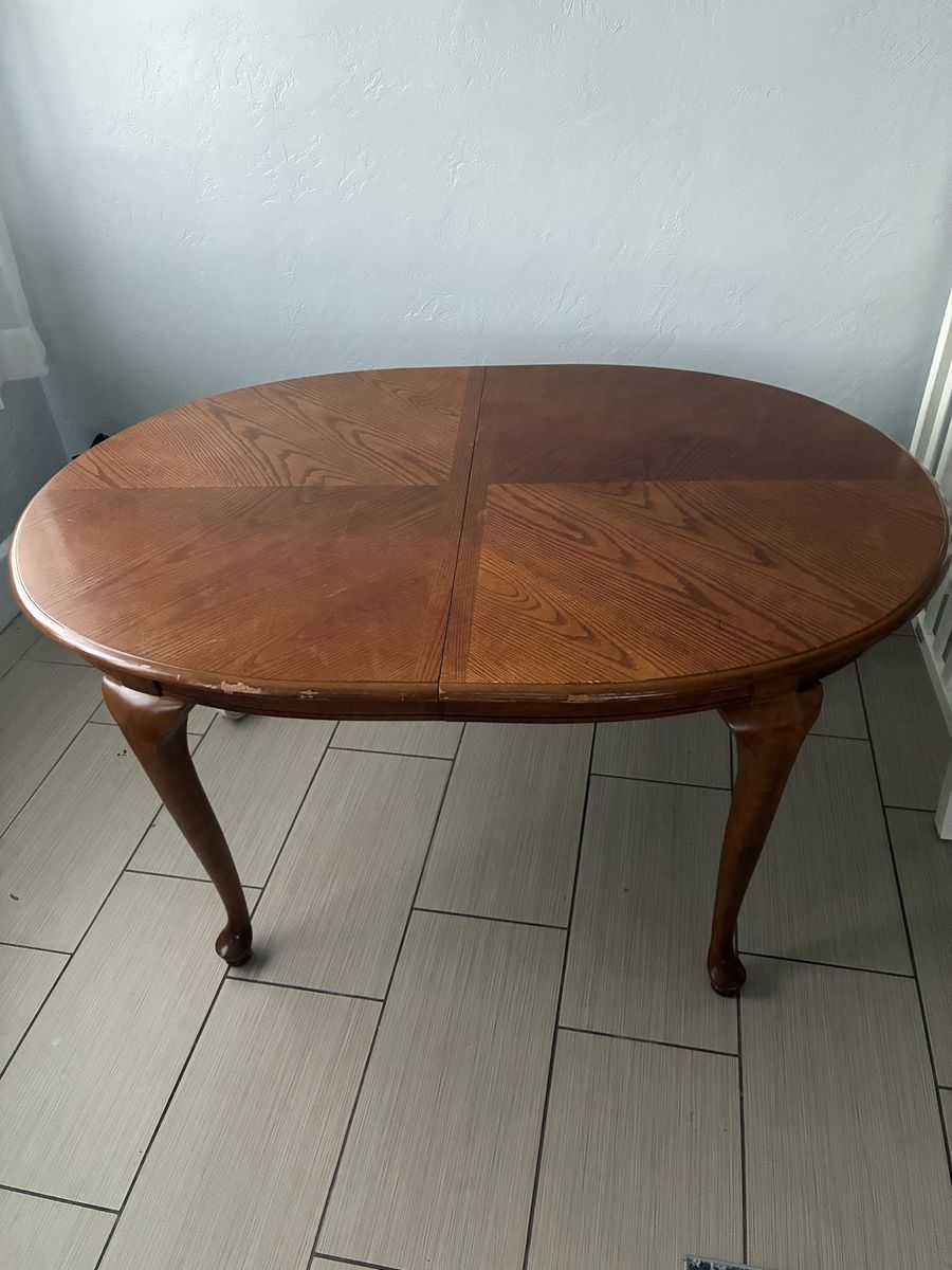 Oval Wood Dining Table with Pedestal Legs - Classic Brown Finish - Expandable