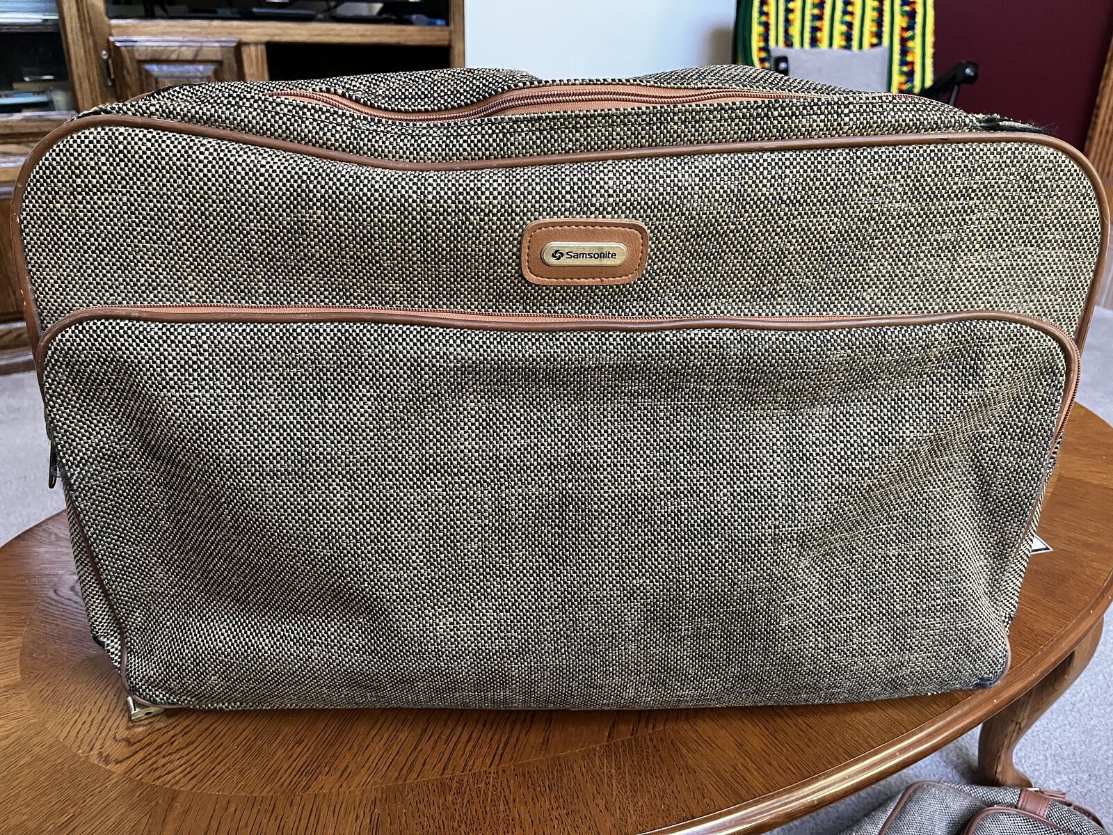 Samsonite Brown tweed soft side carry-on luggage - free