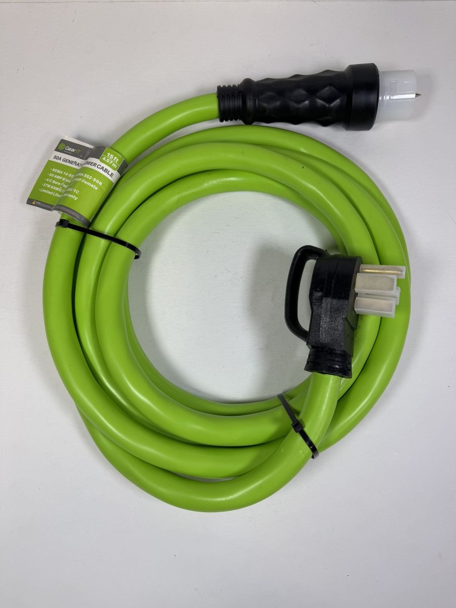 NEW 50 Amp NEMA 14-50 Heavy Duty RV Generator 15ft Extension Power Cord 125/250V