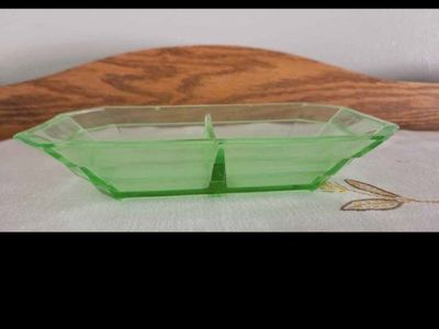 Uranium Glass Divided Condiment Dish