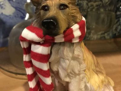 Collie Dog with Knitted Scarf 5 1/2in High, Resin Figurine by Greenbrier Int or Golden Cocker Spaniel 8”