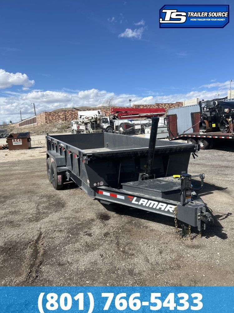 7x16 Lamar DT Dump Trailer - 24" Sides - 14K GVWR - Stabilizer Jacks, Telescopic