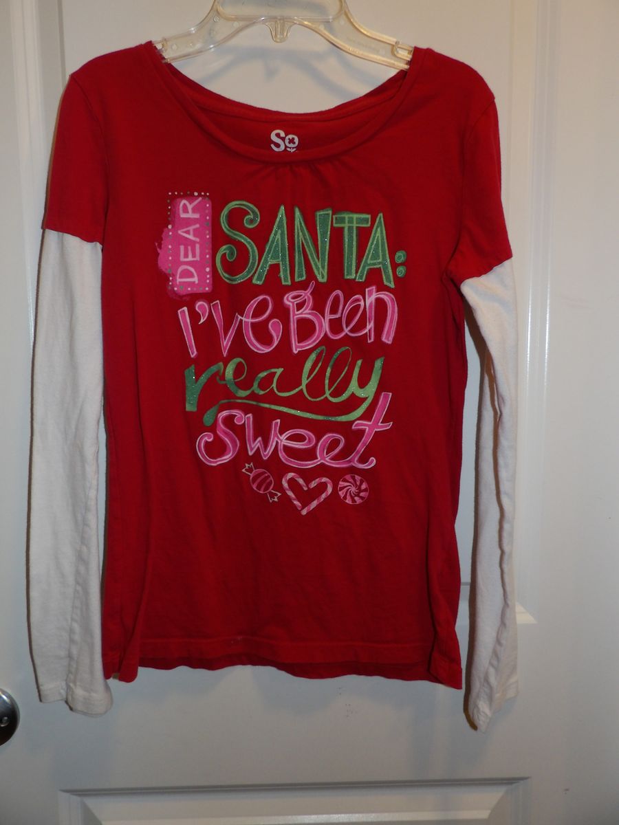 Girls/Youth Size XL (16) "Dear Santa: I've Been really Sweet" Christmas Holiday Long Sleeve T-shirt
