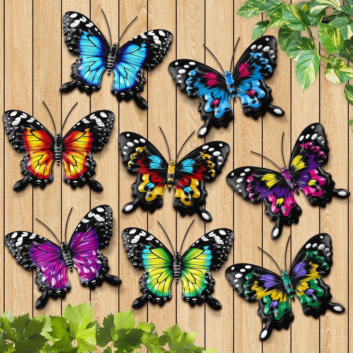 8 Pack Metal Butterfly Wall Decor, 6.7" 3D Outdoor Fence Wall Art Decor BA6