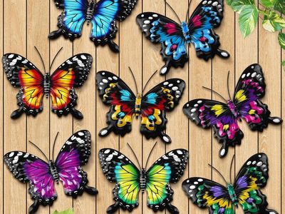 8 Pack Metal Butterfly Wall Decor, 6.7" 3D Outdoor Fence Wall Art Decor BA6