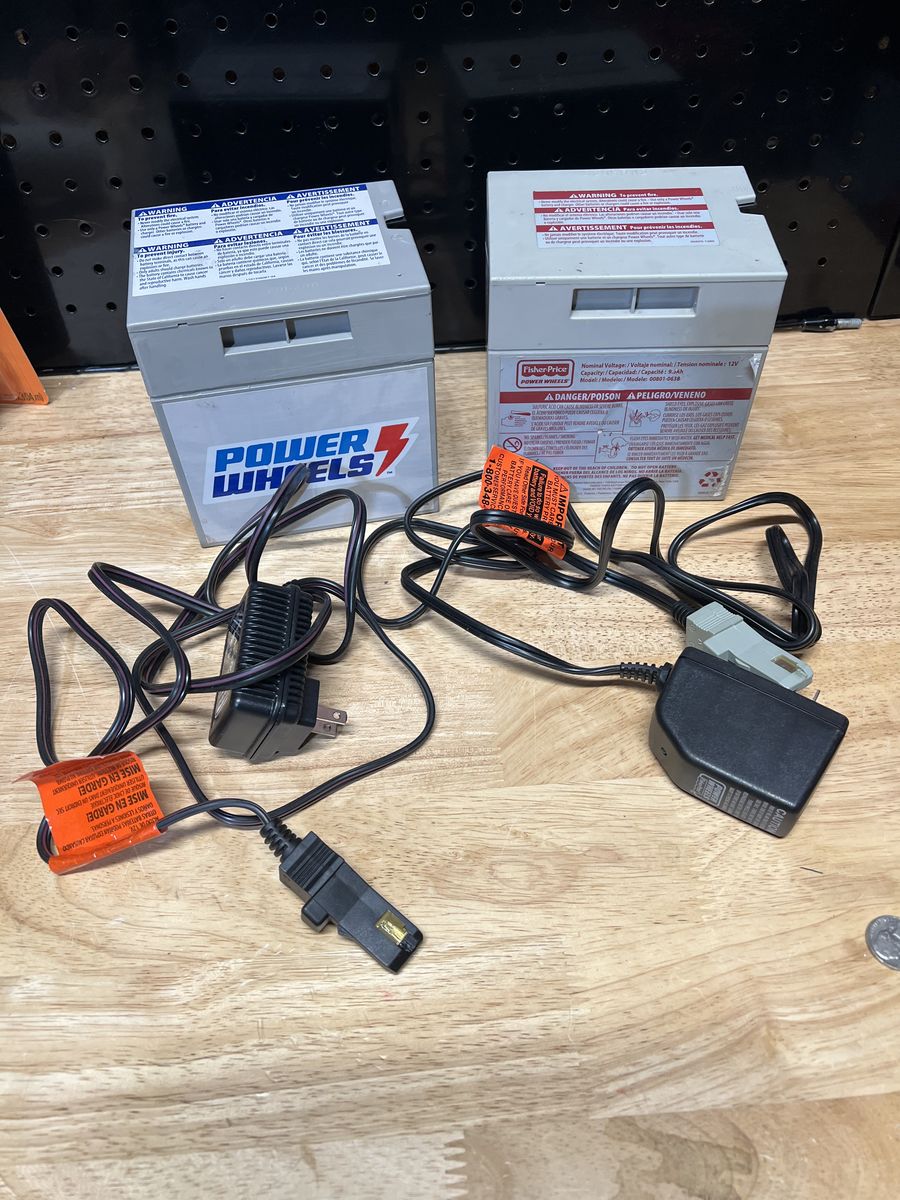 2 Power Wheels Batteries W/ Chargers