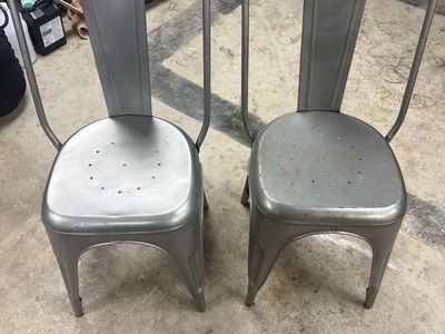 Industrial Style Metal Dining Chairs - Set of 2, Galvanized Finish