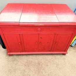 Antique Red Sewing Machine Cabinet