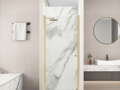 Luxier 24-26" W x 72" H Frameless Shower Door Gold Finish