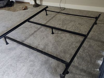 Sturdy Queen Adjustable Metal Bed Frame Black
