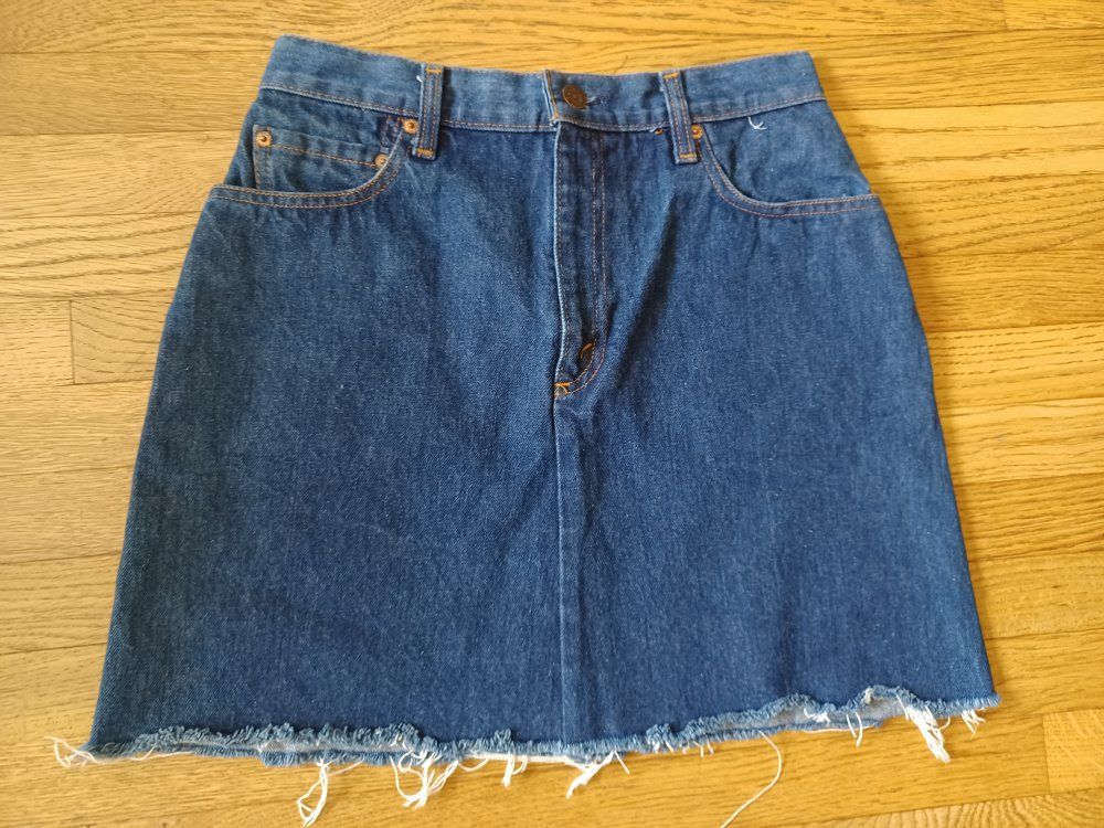 Vintage Levi's A-Line Denim Mini Skirt with Raw Hem
