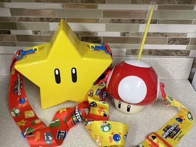 Super Star Popcorn Bucket & Mushroom Drink Bottle