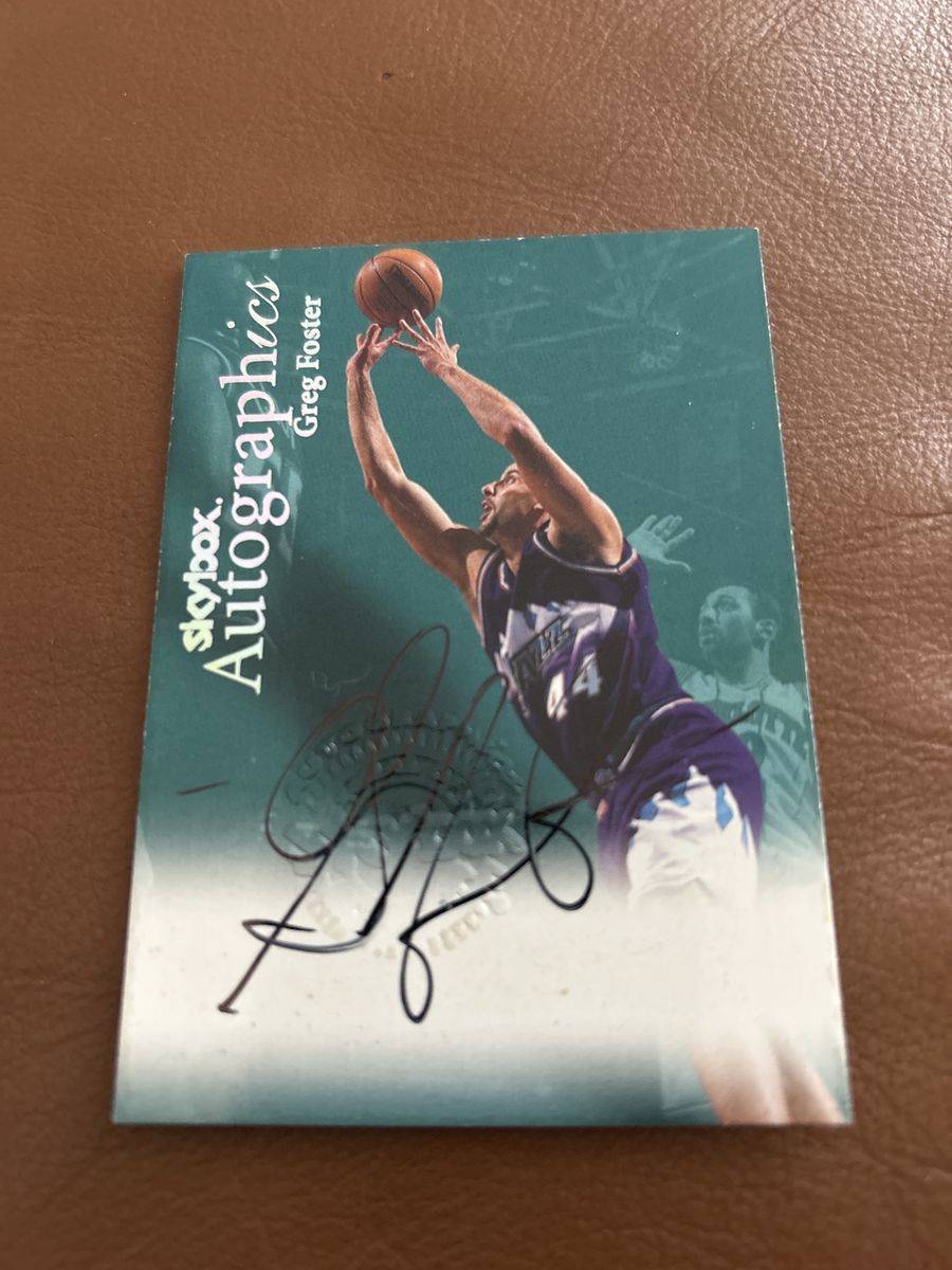 1999 Utah Jazz Certified Embossed Skybox Autographics Greg Foster Hans Signed Auto Basketball Card
