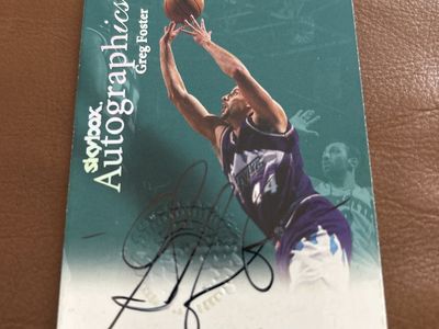 1999 Utah Jazz Certified Embossed Skybox Autographics Greg Foster Hans Signed Auto Basketball Card