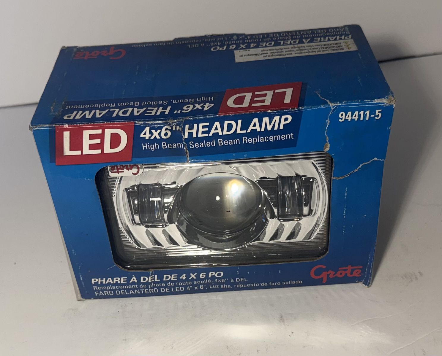 Grote 94411-5 4x6" LED Headlamp High Beam Sealed Beam Replacement DOT Compliant