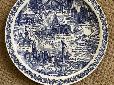 Blue Salt Lake City Souvenir Plate - Vintage /Antique