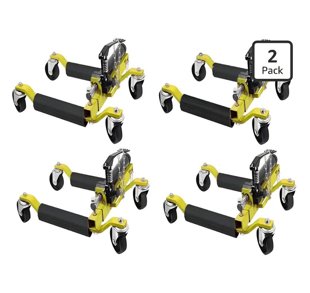 4 Pcs Car Wheel Dolly with Hydraulic Tire Jack, 15