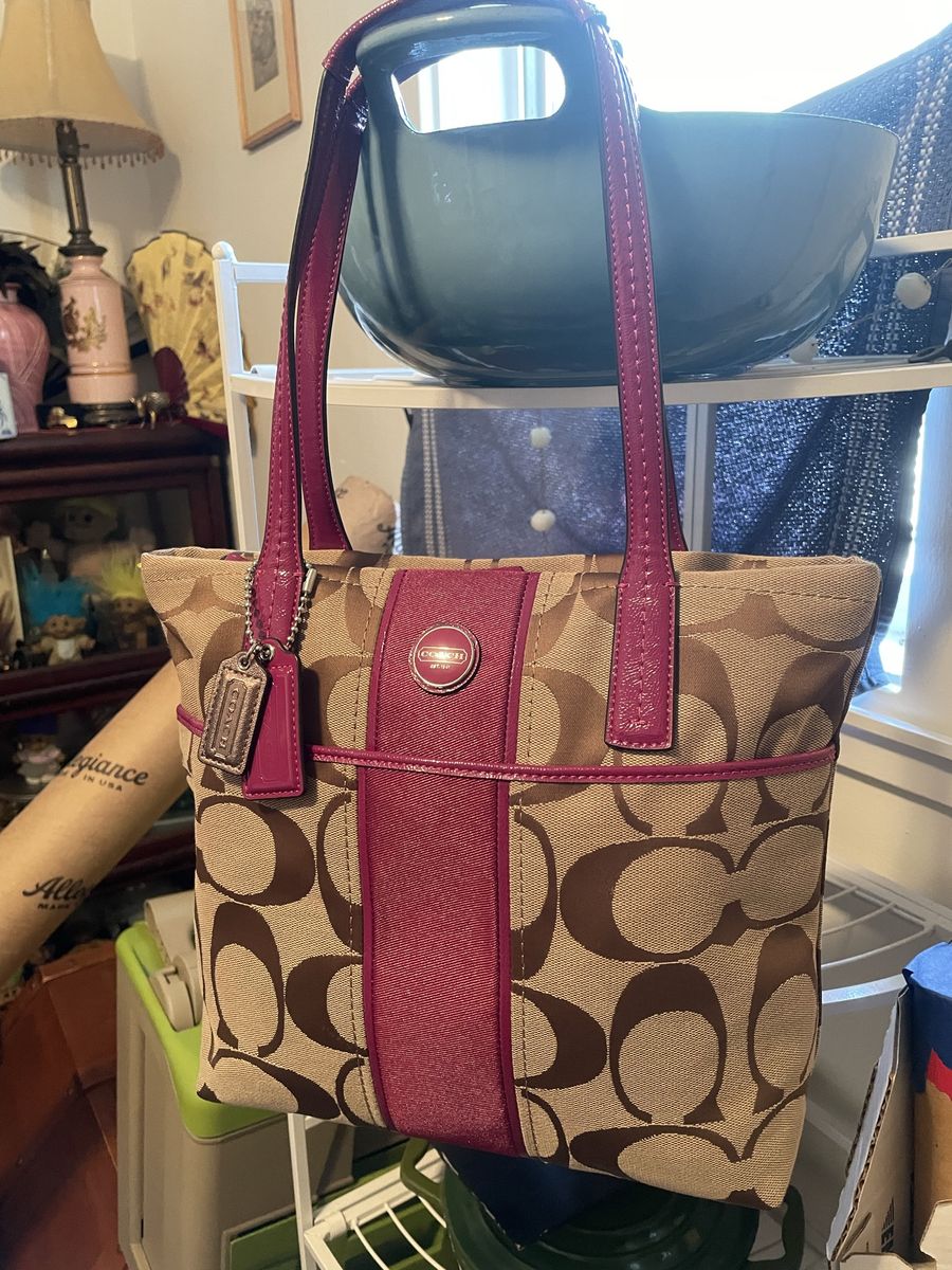 COACH SVBVQ Signature Stripe Tote Handbag