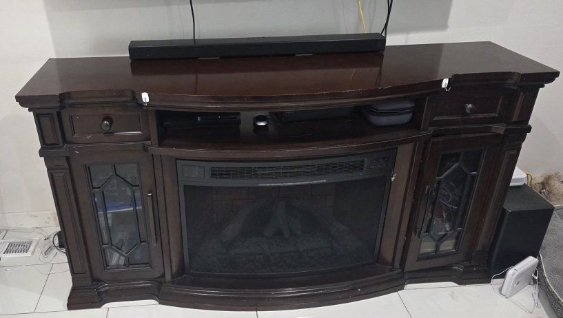 entertainment center with electric fireplace
