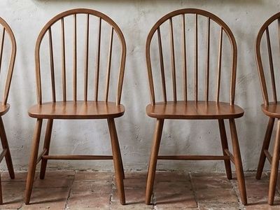 Set of 4 Vintage Danish Modern Teak Windsor Dining Chairs by Tarm Stole
