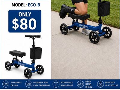 NEW KneeRover Economy All Terrain Knee Scooter Walker - Model ECO-B - Adjustable, Foldable, 300lbs Cap.