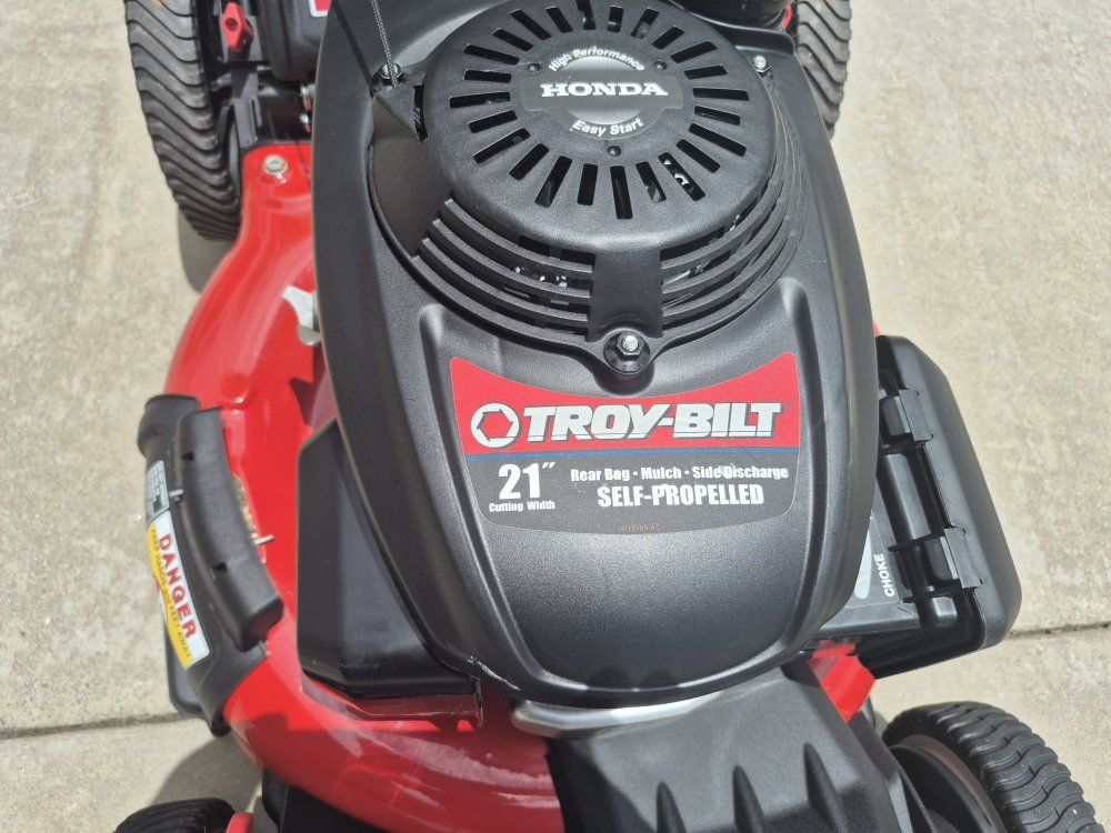 Troy-Bilt 21" Self-Propelled Lawn Mower with Honda Easy Start Engine, Rear Bag, Mulch, Side Discharge