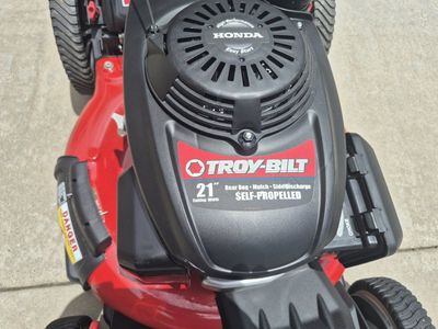 Troy-Bilt 21" Self-Propelled Lawn Mower with Honda Easy Start Engine, Rear Bag, Mulch, Side Discharge