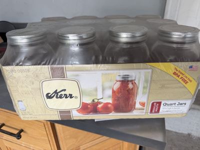 Kerr Regular Mouth Quart Jars - 12 Pack with Lids & Bands