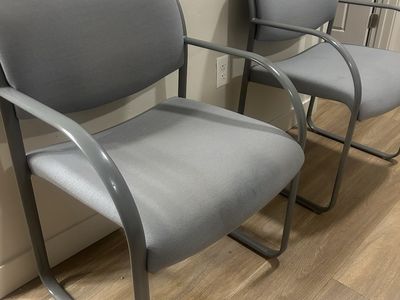 Office Guest Chairs - Gray Fabric Sled Base - Set of 2
