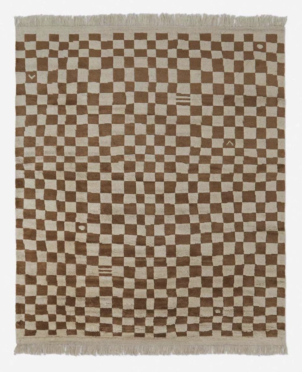 Lulu and Georgia Irregular Checkerboard Hand-Knotted Wool Rug