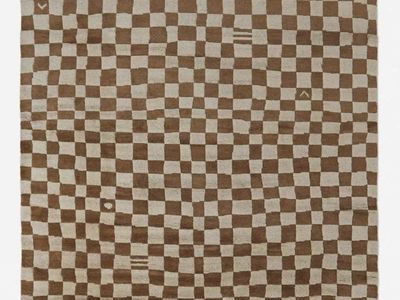 Lulu and Georgia Irregular Checkerboard Hand-Knotted Wool Rug