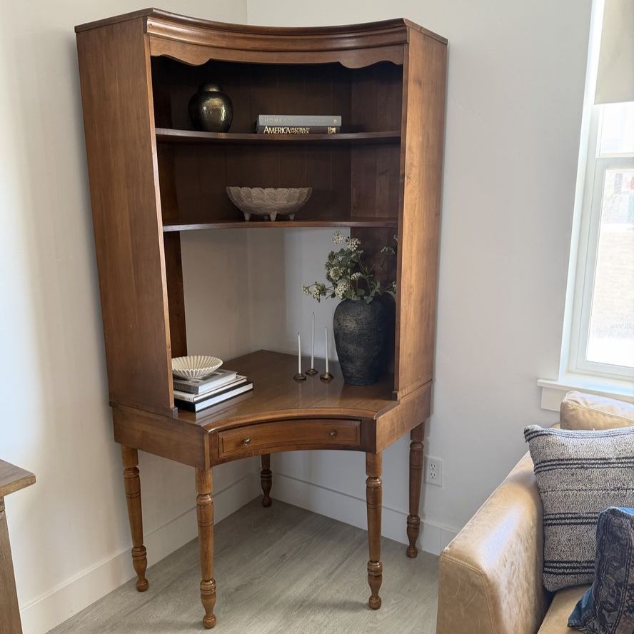 Vintage Heywood Wakefield maple corner desk with hutch