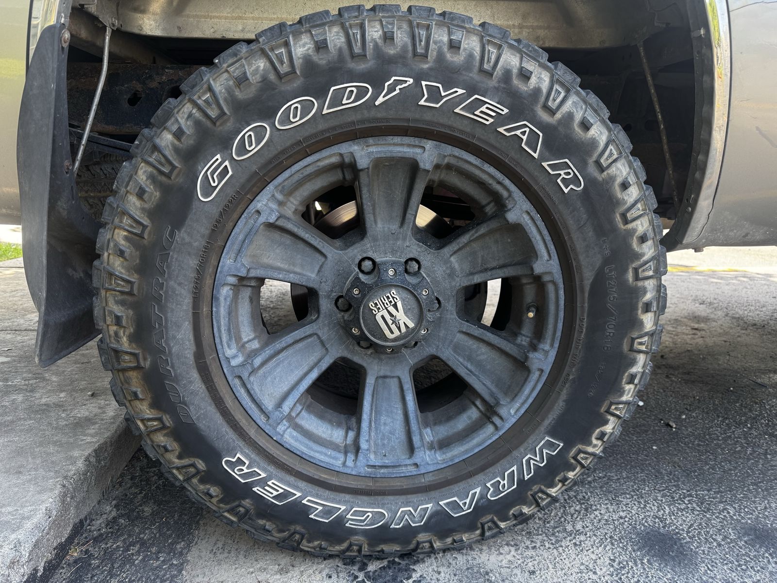 Set of 5 Goodyear Wrangler Duratrac Tires & XD Rims - 6x5.5 (65% Tread)