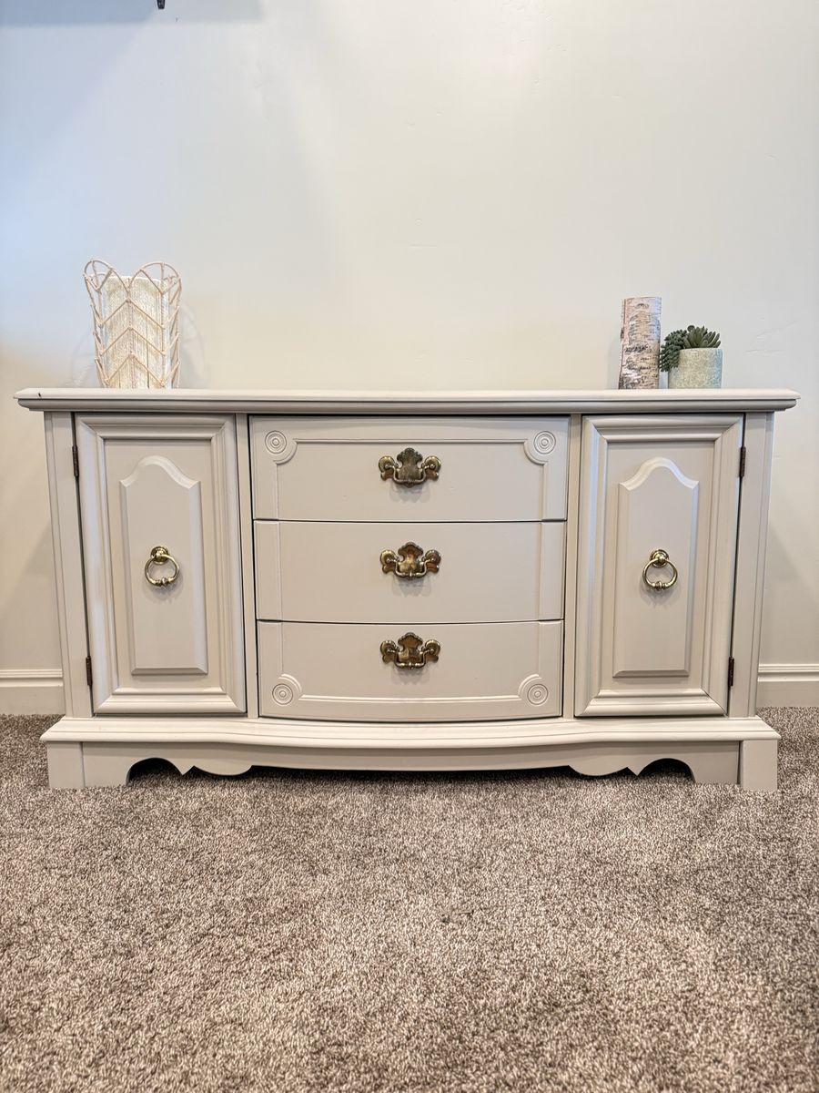 Refurbished Buffet with Brass Hardware and Marble Accent