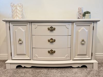 Refurbished Buffet with Brass Hardware and Marble Accent