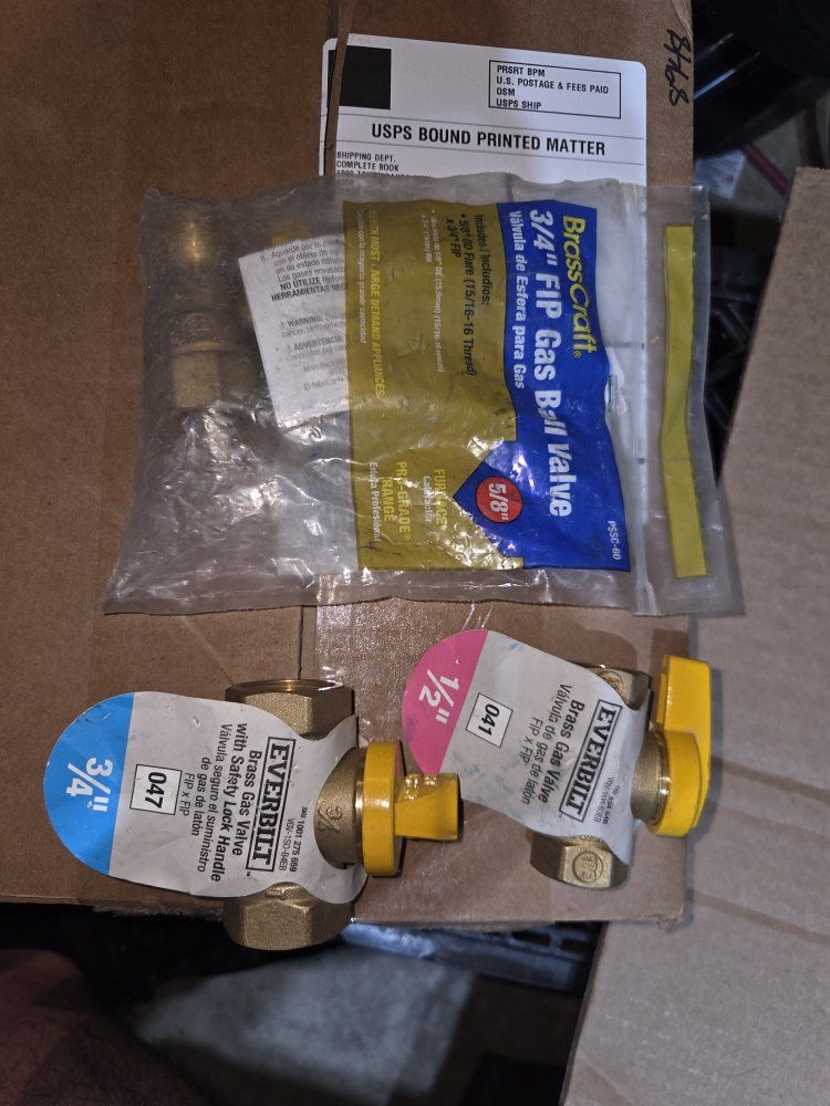 BrassCraft & Everbilt Gas Ball Valves - 1/2" & 3/4" FIP, Safety Lock Handle