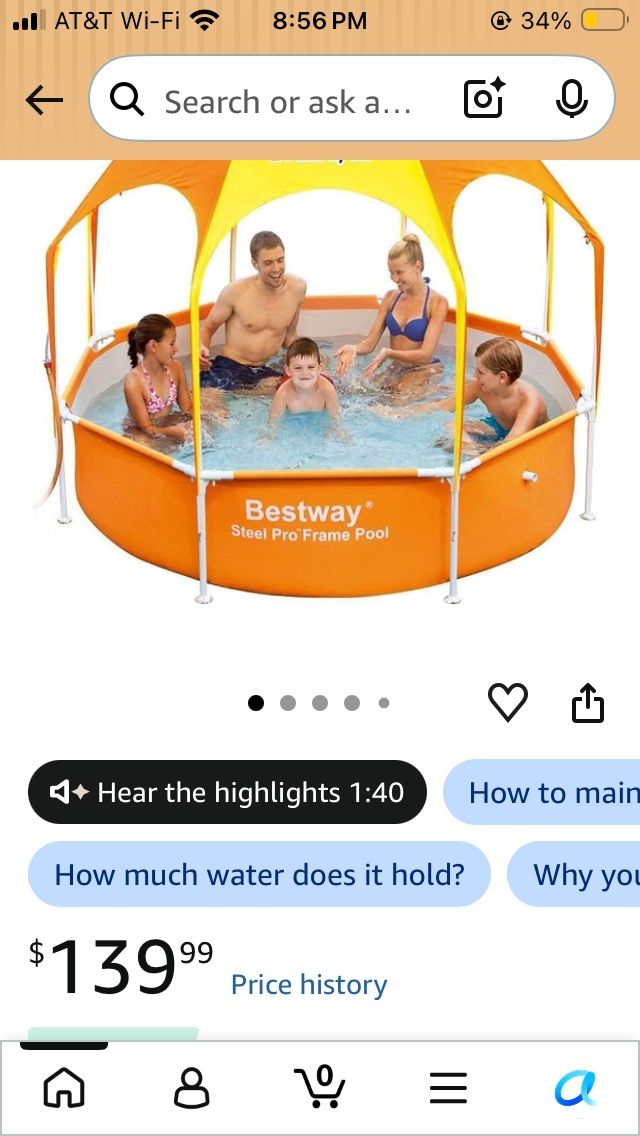 Bestway H2OGO! Splash-In-Shade Play Pool with Sunshade & Mister