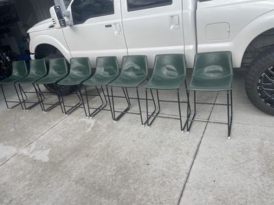 5 Green Faux Leather Bar Stools