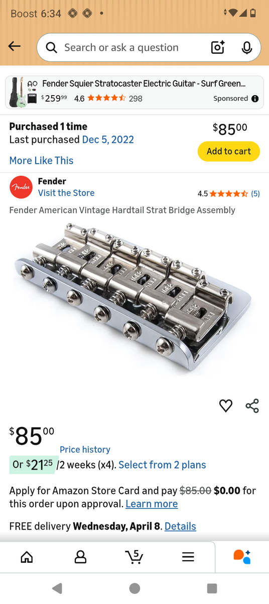 Sweet Deal New Genuine Vintage USA Fender Hardtai