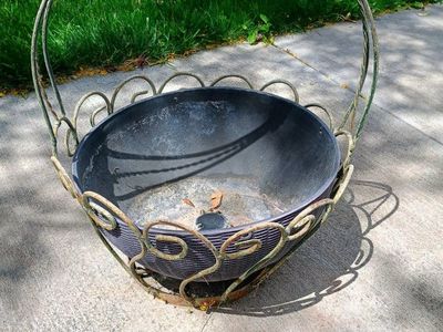Iron basket flower pot. 15" x 20" tall.