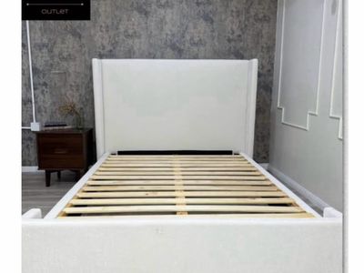 ABBYSON CREAM QUEEN FABRIC BED WE OFFER DELIVERY