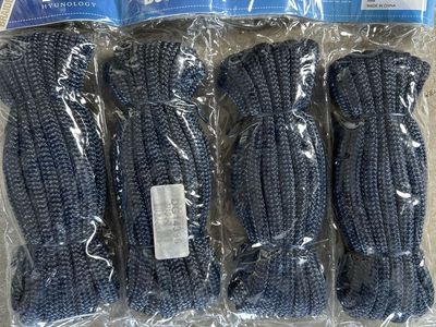HYUNOLOGY Double Braided Marine Boat Dock Lines 3/8 In x 15 Ft Blue 4 Pack