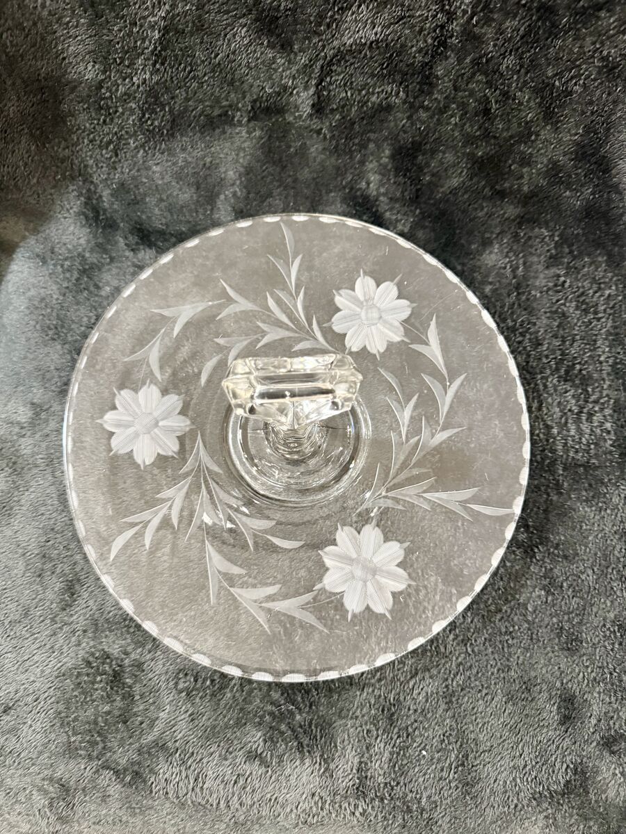 Vintage Etched Glass Serving Plate